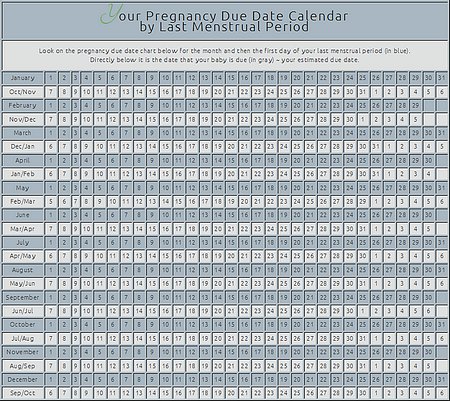 Pregnancy Due Date Calendar by LMP
