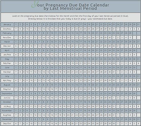 Baby Due Date Chart